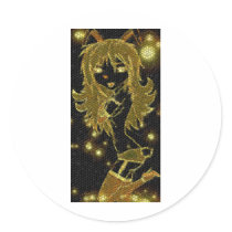Golden Crackle Bunni Round Stickers