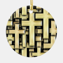 Golden Crosses Christmas Tree Ornament