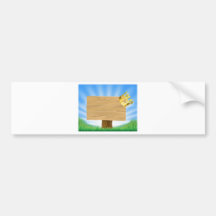 Golden crown hanging on sign bumper sticker
