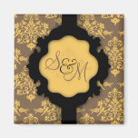Golden Damask Monogram Magnet 2