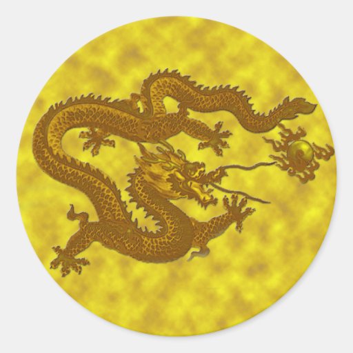Golden Dragon Coin Sticker #1