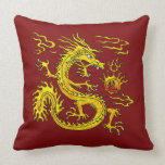 Golden Dragon Throw Pillow