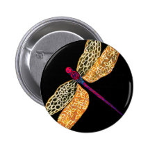 Golden Dragonfly Pinback Buttons