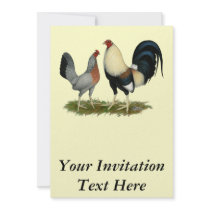 Golden Duckwing Chickens Custom Invitations