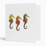 Golden Enameled Seahorse 3 Ring Binder