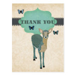Golden Fawn & Blue Butterflies Thank You Postcard