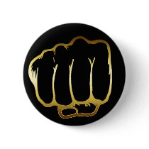 GOLDEN FIST PINBACK BUTTON
