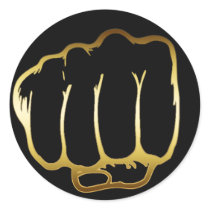 GOLDEN FIST ROUND STICKERS