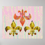 Golden Fleur-de-Lis Decorations Print