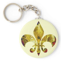 Golden Fleur-de-Lis  ;   ZazzleRocks Series Key Chains