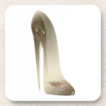 Golden Floral Stiletto High Heel Shoe Art Coaster