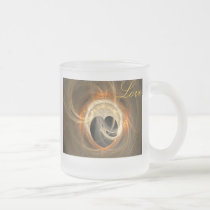 Golden Fractal Heart with Love Mug mugs