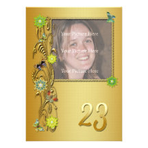 Golden Garden 23rd Birthday party invitation