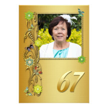 Golden Garden 67th Birthday party invitation