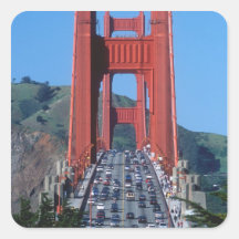 Golden Gate bridge and San Francisco Bay Square Stickers