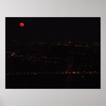 Golden Gate Bridge Red Moon Print