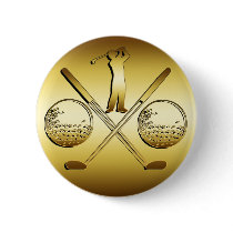 GOLDEN GOLF PINBACK BUTTON
