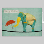 Golden Graceful Elephant Birthday  Card cards