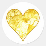 Golden Heart Round Stickers