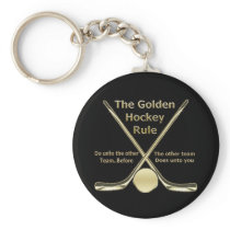 Golden Hockey Rule Keychain