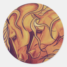 Golden Horses Round Sticker