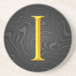 Golden I Monogram Drink Coasters