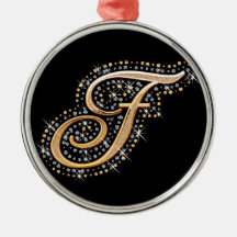 Golden Initial F - Ornament