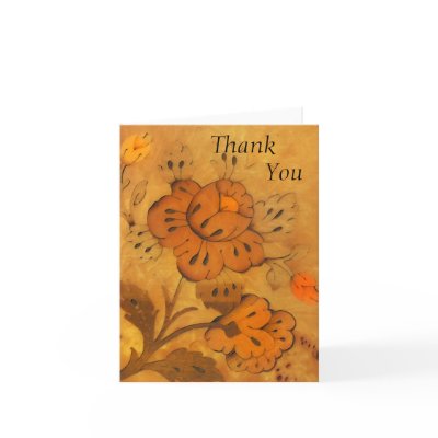 Golden Inlay Flowers Thank You  Card by debinSC