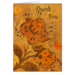 Golden Inlay Flowers Thank You  Card