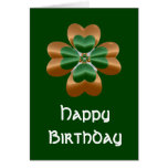 Golden Irish Shamrock Happy Birthday Card