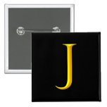 Golden J Monogram Pinback Button