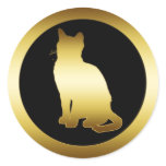 GOLDEN KITTY CAT ROUND STICKERS