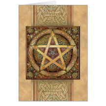 Golden Knotwork Pentacle Greeting Card