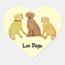 Golden Labrador Retrievers Heart Stickers