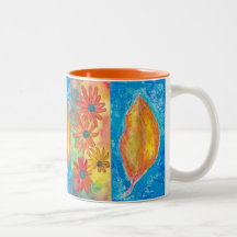Golden Leaf and Flowers Mug
