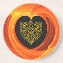 GOLDEN LEAF,  black orange yellow Drink Coasters