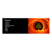 GOLDEN LEAF IN ORANGE FRACTAL SWIRLS BUSINESS CARD