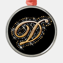 Golden Letter D - Ornament