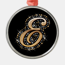 Golden Letter E - Ornament