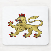 Golden Lion emblem - Lion Shield Mouse Mats