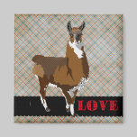 Golden Llama Love Plaid  Magnet magnets