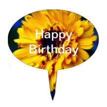 Golden Marigold flower and meaning Cake Pick