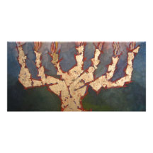 Golden Menorah Picture Card