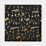 Golden musical notes on Black background Fridge Magnets