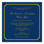 Golden navy square frame corporate holiday formal personalized invitation