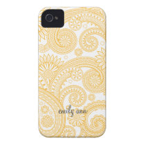 Golden Orange Elegant Paisley Iphone 4 Cover