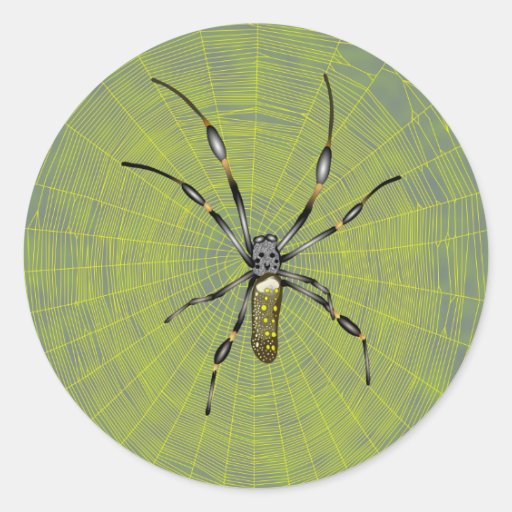 Golden Orb Spider Round Stickers