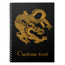 Golden oriental dragon 01 spiral notebooks