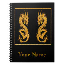 Golden oriental dragon 02 notebook
