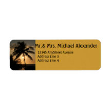 Golden Palm Tree Sunset Custom Return Address Labels